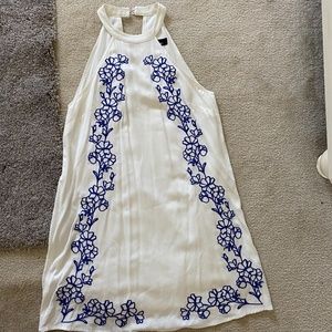 Lulu's White and Blue Halter Dress